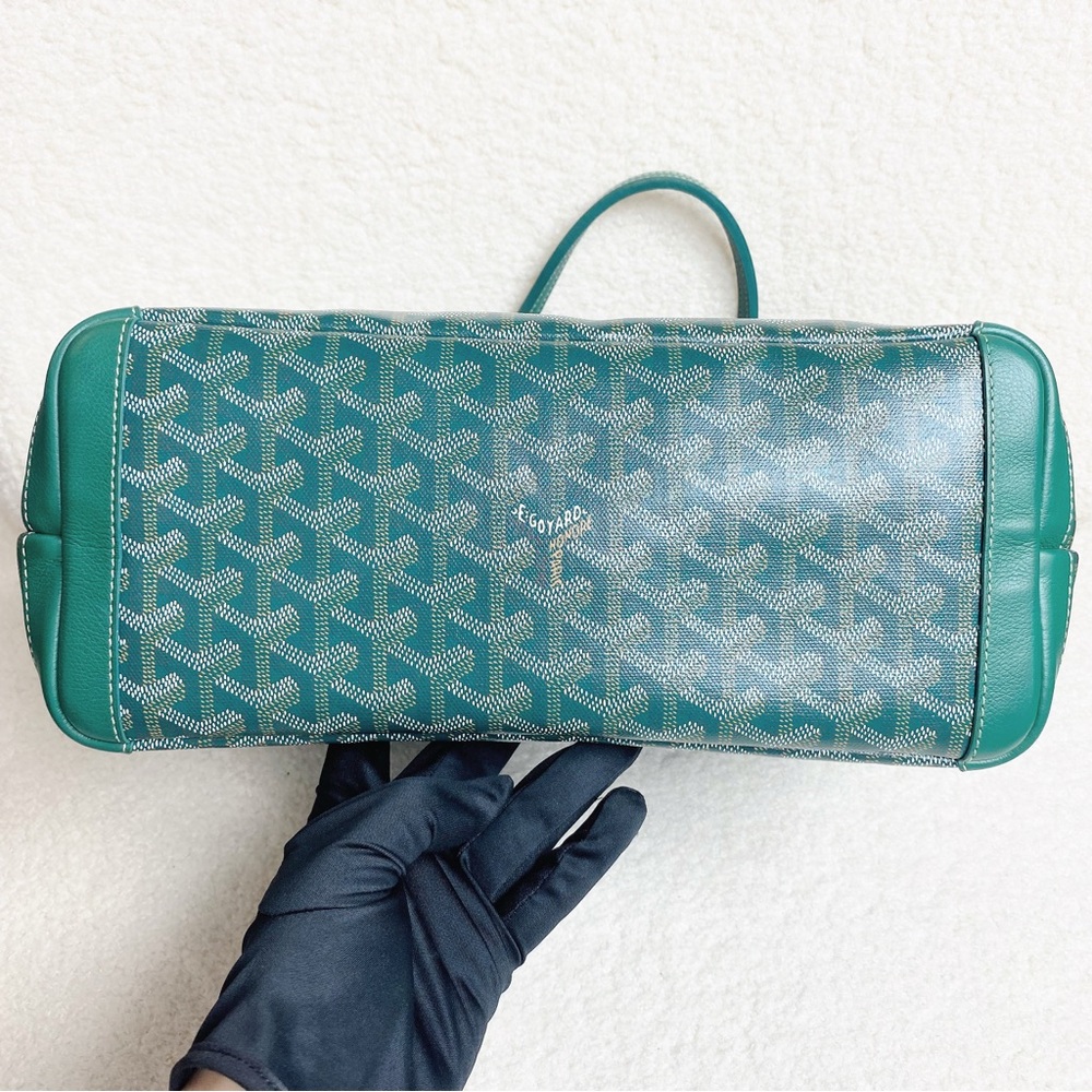 Goyard Goyardine Saint Louis PM Green Shoulder Tote Bag & Pouch - Picture 3 of 9